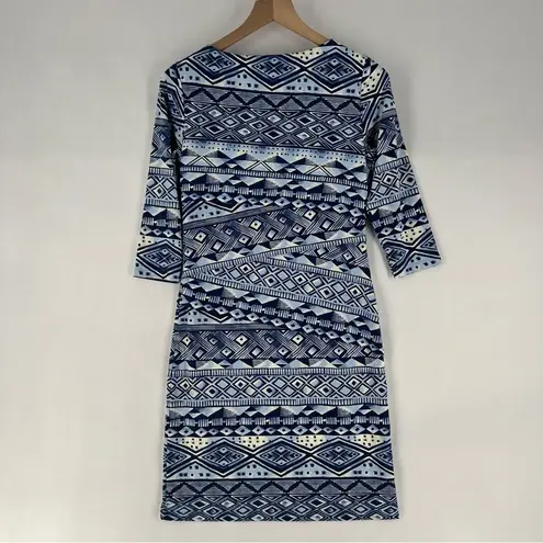 J. McLaughlin Nicola Dress Lekha Geo Stripe Tiered Layered Catalina Cloth Soft