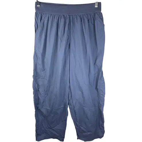 Daily Practice Women's Blue Parachute 80s Lightweight Pants Elastic Waist Medium