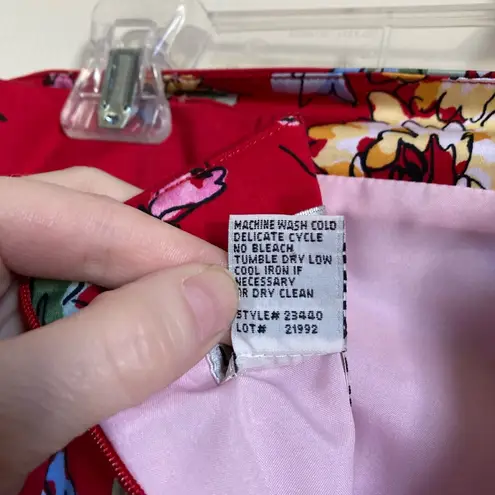 🌞Sheri Martin Red Floral Strapless Fit & Flare Dress Size 12