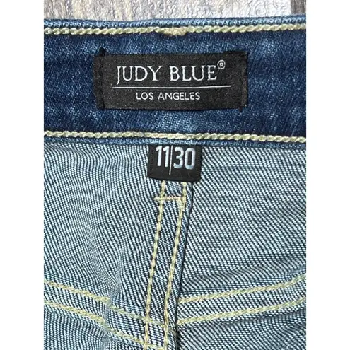 Judy Blue Distressed Straight Leg Blue Jeans Womens Size 11/30 Denim Raw Hem