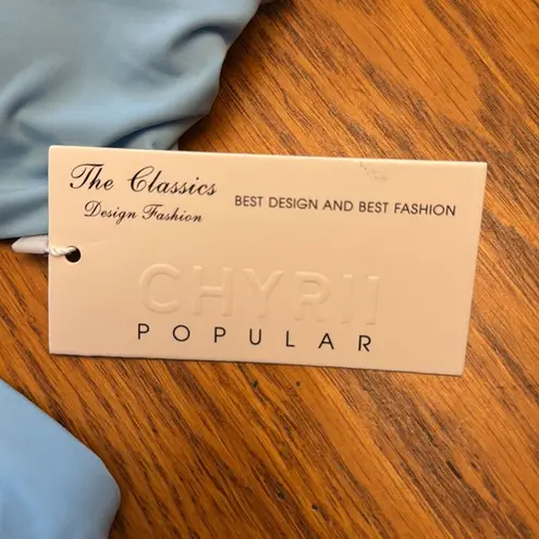 CHYRII Women's Sexy Criss Cross High Waisted Cut Out One Piece Monokini Swimsuit Blue Size M