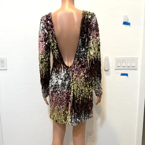 XTaren large ombre sequin low back stretch mini dress D1 2890