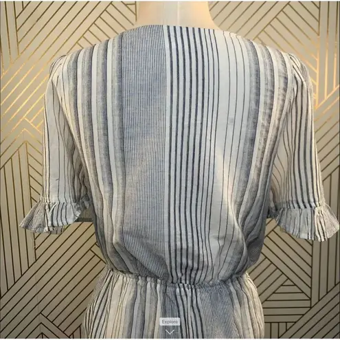 Lucca Couture Front Tie Short Sleeve Stripe Romper