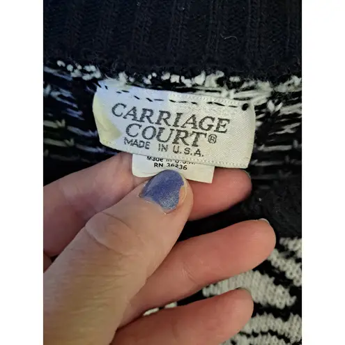 Vintage Carriage Court Black and White WIth Colorful Bottom Sweater Size M