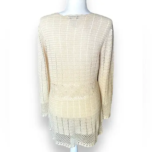 Nine West Vintage  *Rare* Linen Blend Crochet Cardigan Sweater