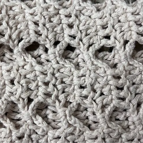 Cyrus Open Knit Sheer Crochet Blouse Women’s Beige Cottagecore Coquette Top M