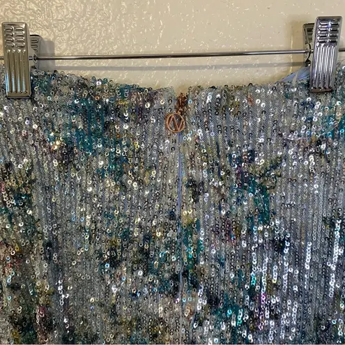 Nookie NEW Revolve Forever Mini Skirt Blue Sequin Ruffle NWT Size XS