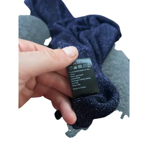 ME+EM Women's L Metallic Sparkle Navy Blue Long Sleeve Ribbed Knit Top Sweater Size L