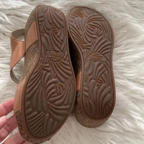 ABEO BIO SYSTEM Tan Leather Sandals with Cork Wedge size 6N BNWOT