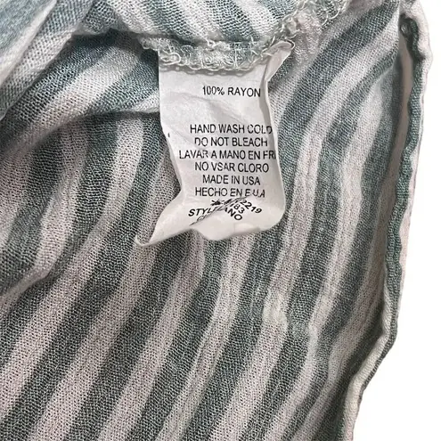 Ces Femme Women's M Blue Striped Seersucker Shirt, Ruffle 3/4 Sleeve Casual Size M