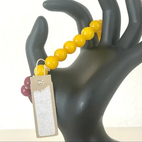 Barse yellow Jade and agate stretch bracelet