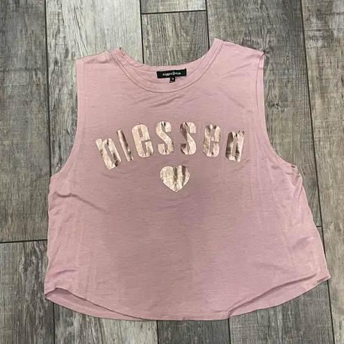 Hippie Chic Pink Sleeveless Croptop With Blessed In Rose Gold Size Medium