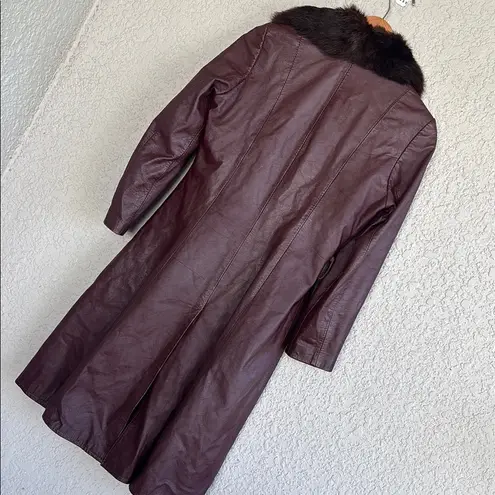 Vintage 70s Brown Leather Coat with Fur Collar – Western Leather Clothing Center Size M