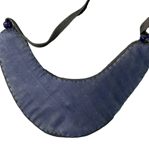 Handmade Vintage Bib Necklace British Crown Beaded Unique 1970s Fabric Black