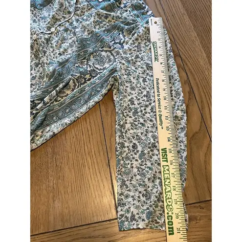 Soft Surroundings Top Women Size Medium Pullover Tunic Henley Floral Roll Tab