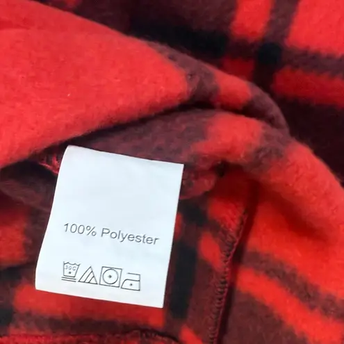 Stylish Red and Black Plaid Trench Coat Size M