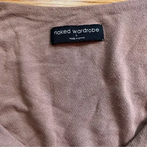 Naked Wardrobe light brown long sleeve cropped shirt size small