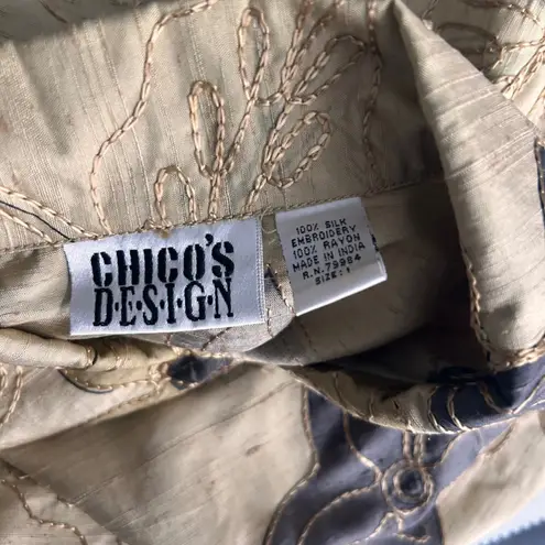 Vintage Silk Button Down M Or 1 Gold Artsy Boho Eclectic Embroidered Silk Light Size undefined