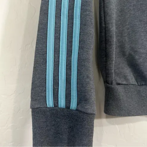Adidas  Women’s Small Pullover Sweatshirt Gray Aqua 3-Stripes Crewneck Fun Color
