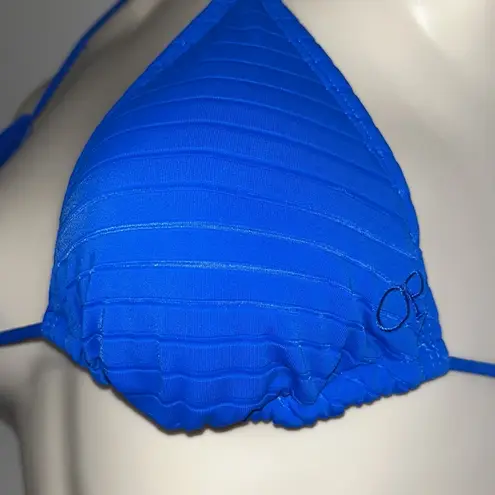 OP  WOMENS Electric Blue Triangle Striped BIKINI Swim TOP M MEDIUM 7-9