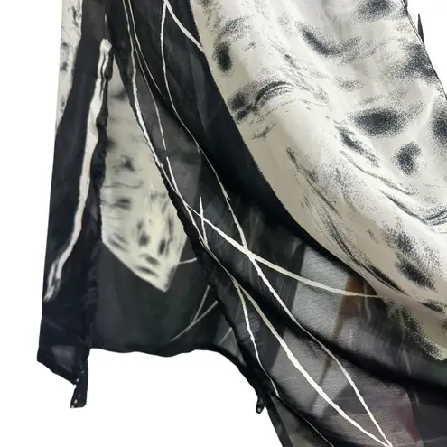 Mlle Gabrielle Plus 22 Sheer Black White Abstract Swim Cover Up Dress