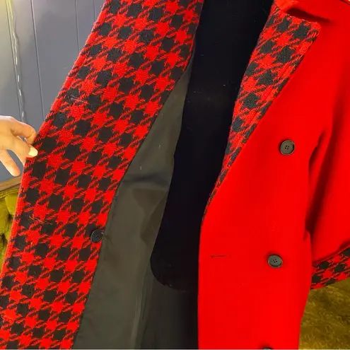 Vintage 1970s Wacs Works By Ilie Wacs Red and Black Houndstooth Wool Coat Size undefined
