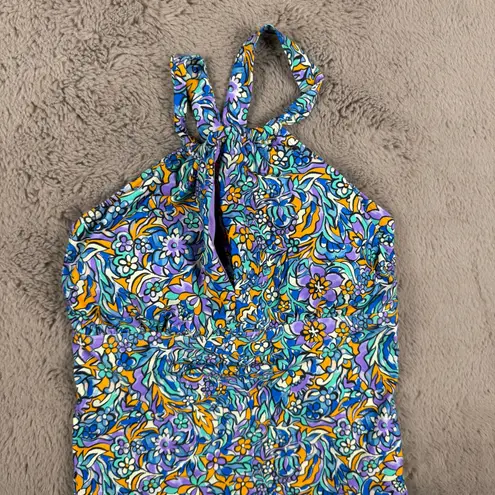 NWT Sunsets Pansy Fields Elsie Tankini Top Floral 2 Way Wear 36E/34F/32G Beach Size XS