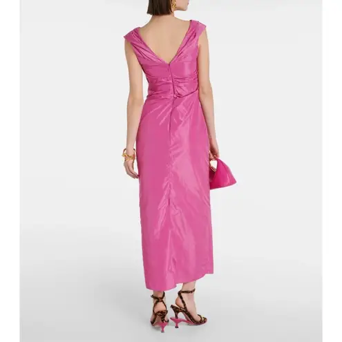 STAUD Andrea Off-Shoulder Midi Dress Size 2 Hot Pink