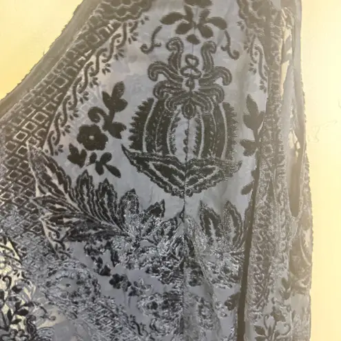 Black Burnout Velvet Floral Dress Halter Witchy WhimsiGoth Spaghetti Straps Boho Size M