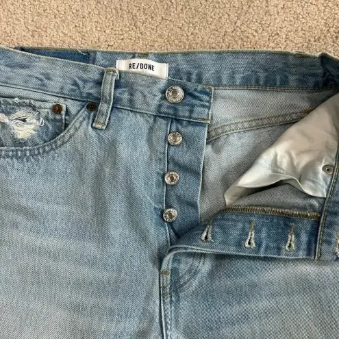 RE/DONE  Originals 90s High Rise Loose Jeans Light Wash Blue Distressed Size 27