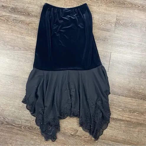 J.R.Nite Skirt Black 10 Velvet Sheer Beaded Gothic Whimsigoth Fairy Grunge VTG