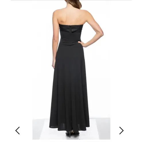 NWT Marina Long Strapless Crepe Dress Black Size Large