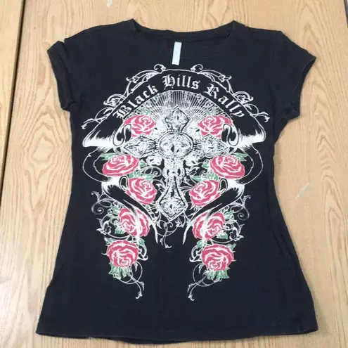 Bin 18 Womens Black Hills Rally Rhinestones T
