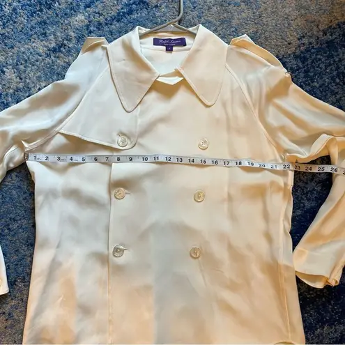 Ralph Lauren Collection Charley Silk Shirt Trench Style RW2019 White Size 8