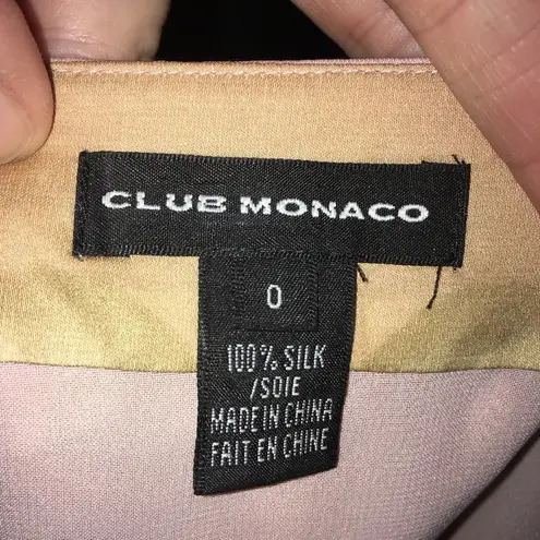Club Monaco 0 pleated pink and tan silk skirt