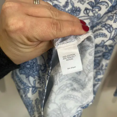 J. Jill Cotton Tencel Modal Soft Touch Knit Top Long Sleeve Sz M Tall Blue Size M