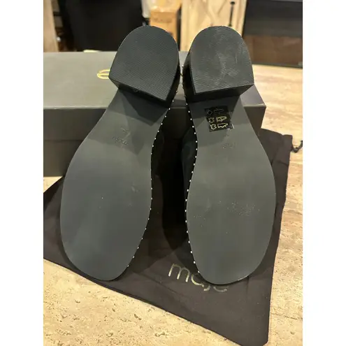 Maje NEW In Box Wave Suede Black Block Heel Mules Womens 38 / 7.5