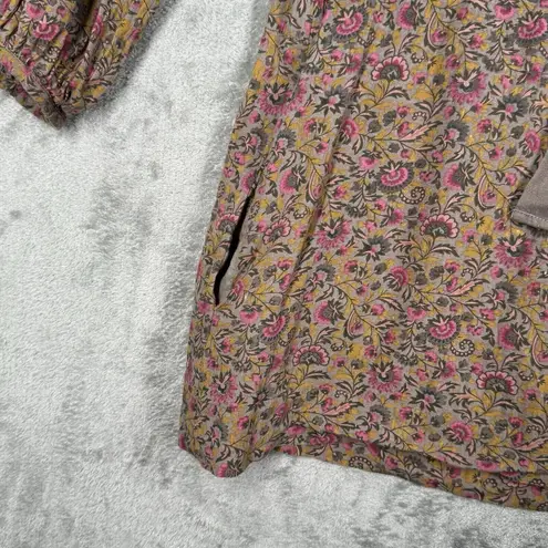 Comptoir Des Cotonniers Shirt Womens Medium 36 Brown Pink Floral Boho Cottage