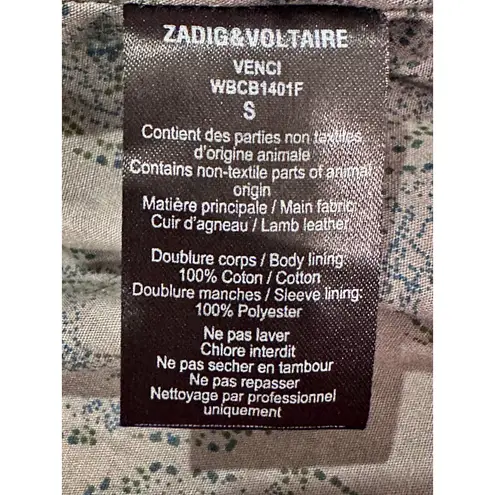 Zadig & Voltaire Vencia Cropped Collarless Lamb Leather Jacket Gray S