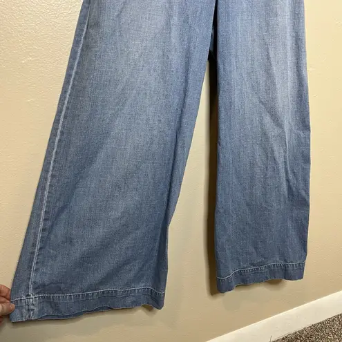 Madewell  Denim Apron Bow Back Jumpsuit Romper Retro Wide Leg Bib 6 Country Boho