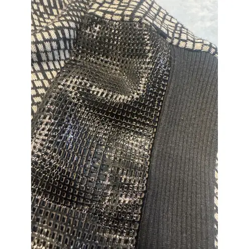 Mason Open Front Black & White Patterned Knit Cardigan With Pockets Size M Size M