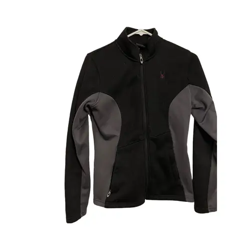 Spyder Womens Full Zip Jacket Black Gray Athletic Lightweight Coat