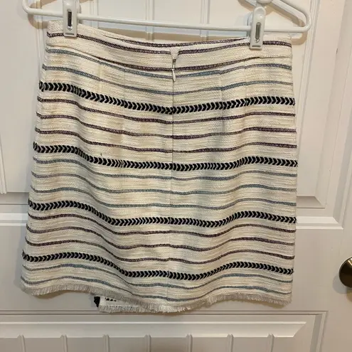 Loft Ann Taylor  wrap skirt w/ blue and purple stripes and frayed edges