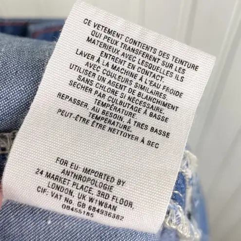 Pilcro and the Letterpress Anthropologie Wide Leg Chambray Blue Jeans Size 12