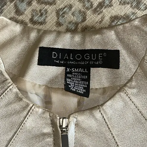Dialogue ✨Metallic Gold Genuine Leather Jacket – XS, Luxe Minimalist Zip Front ✨