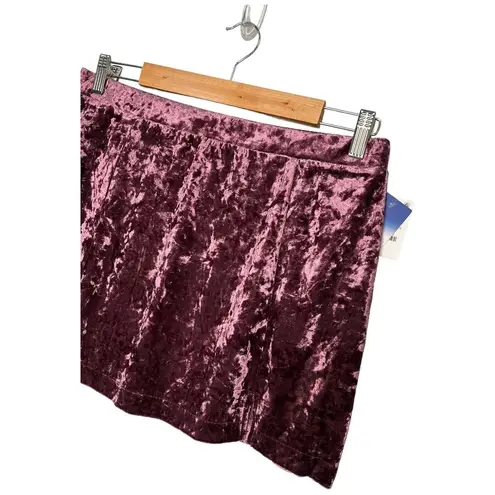 Abound New Nordstrom  Crushed Velvet Velour Mini Retro 90s Y2K Skirt Burgundy L