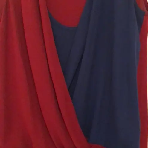 BCBG MAX AZRIA BLUE RED CHIFFON TANK XXS