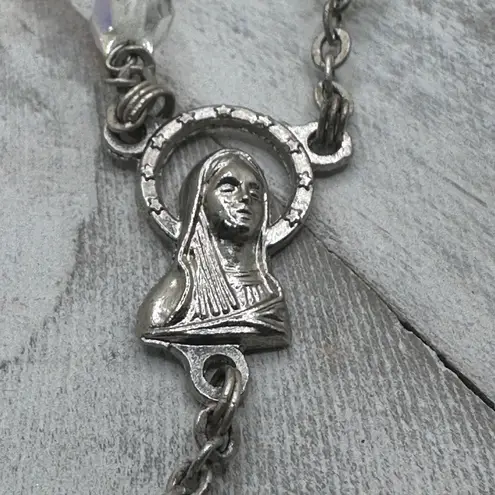 Vintage Italian Glass Bead Rosary, Italy Catholic Prayer Beads, Crucifix Silver