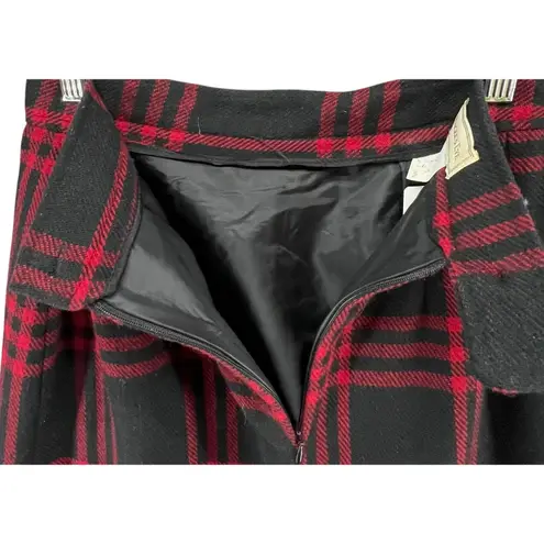 Vintage Eagles Eye Skirt Sz 4 Black Red Tartan Plaid Wool Blend Preppy Academia