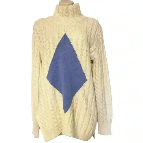 Tory Burch  Nel Turtleneck Sweater Diamond Intarsia Runway Size Large